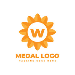 letter W flower medal vector logo design element