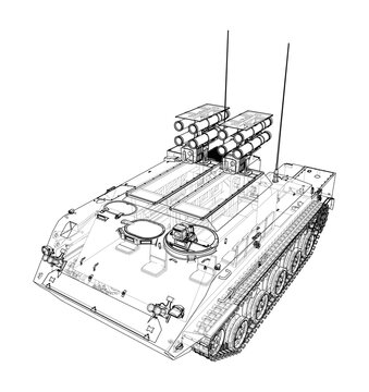 outline military vehicle with missiles clip art preview