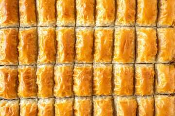 Pistachio baklava. Traditional Turkish cuisine delicacies. close up