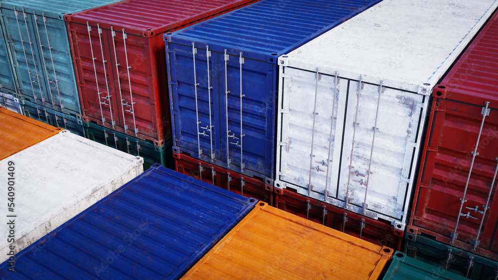 Poster container box for logistic import and export, 3d rendering