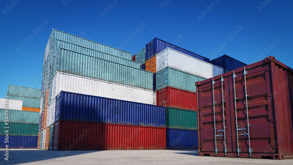 Poster container box for logistic import and export, 3d rendering