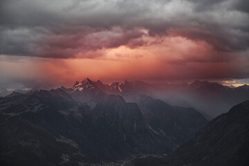 Dramatic Sunset at Dawn in the Alps