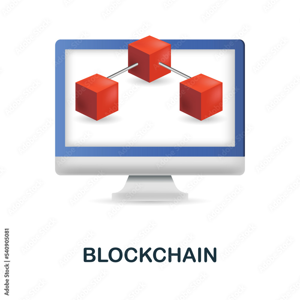 Poster blockchain icon. 3d illustration from fintech collection. creative blockchain 3d icon for web design