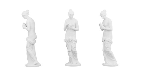 Greek goddess sculpture with transpatent background for use as a graphic resource.