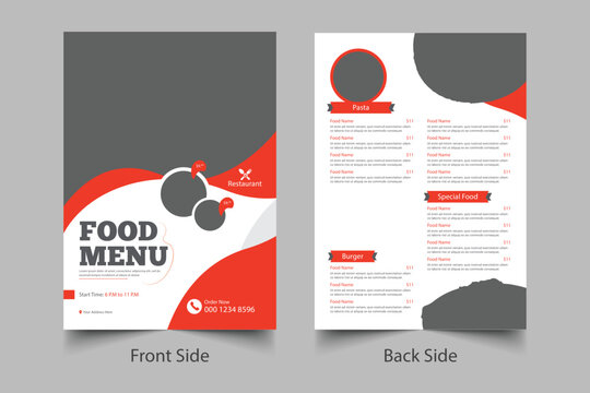Restaurant Food Menu, Italian restaurant menu template design