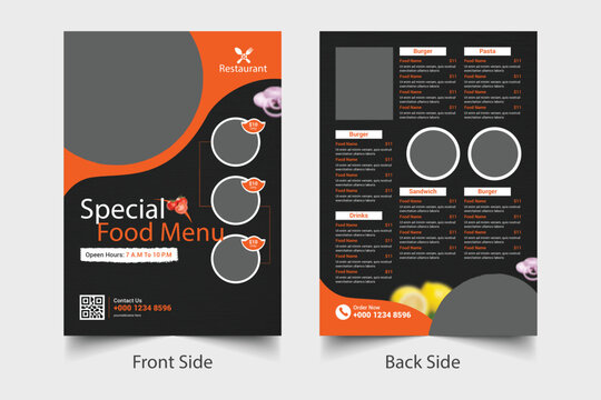 Restaurant Food Menu, Italian restaurant menu template design