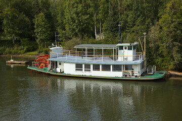 Excursion boat on Chena River in Fairbanks,Alaska,United States,North America
