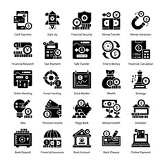 Banking and finance Related Vector Icons set. modern style vector illustration