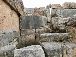 Amman, Jordan, November 2019 - A stone wall HQ