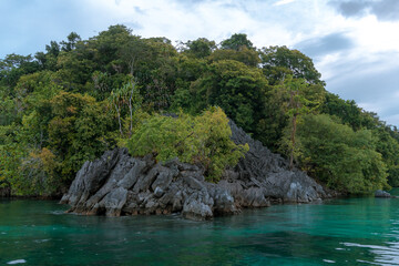 Fototapeta na wymiar Seascape at Cendrawasih bay National Park. West Papua