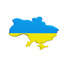 PNG 3D Rendering of Ukraine Flag Map