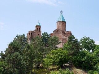 Panoramic view of Gremi orthodox monastery and church complex in Kakheti region, Georgia.