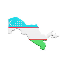 PNG 3D Rendering of Uzbekistan Flag Map