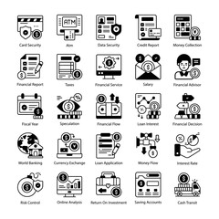 Banking and finance Related Vector Icons set. modern style vector illustration