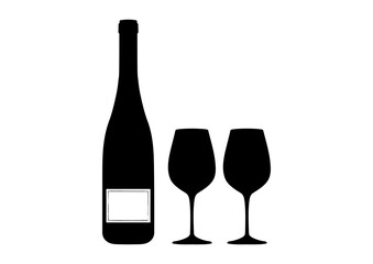 Bottle of Wine with Two Glasses Icon