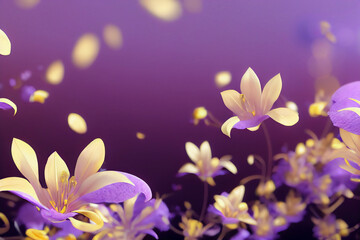 Fototapeta na wymiar purple background with yellow flowers