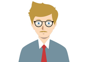 Brown man with glasses. Cartoon people