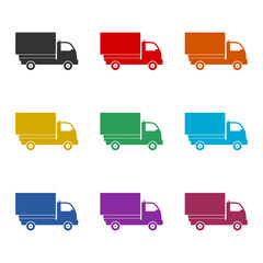Small truck icon isolated on white background. Set icons colorful