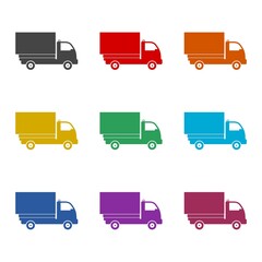Small truck icon isolated on white background. Set icons colorful