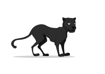 Cartoon black panther isolated on white background vector illustration