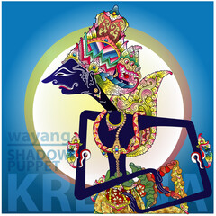 Vector illustration, modification of Wayang Kresna shadow puppets character.