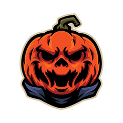 Halloween scary pumpkin sport mascot logo design