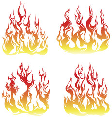 Fire flames isolated on white background. Tribal tattoo design.