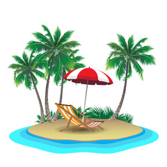 Fototapeta na wymiar beach with palm trees and hammock