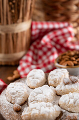 Sicilian Almond Cookies - Almond Pastes. Traditional dessert of the South of Italy. High quality photo. Copy space