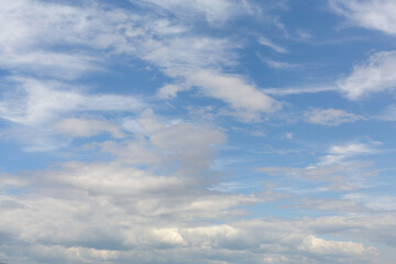 Beautiful cirrus clouds in sunny day. Nature atmosphere background or wallpaper