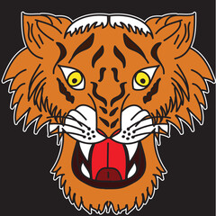 Fototapeta premium Tiger face sticker vector.Tiger head traditional tattoo.Vector of Japanese tiger for sticker or printing on T-shirt.