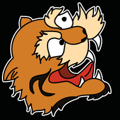 Tiger face sticker vector.Tiger head traditional tattoo.Vector of Japanese tiger for sticker or printing on T-shirt.