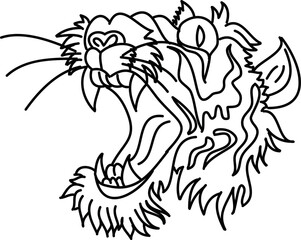 Tiger face sticker vector.Tiger head traditional tattoo.Vector of Japanese tiger for sticker or printing on T-shirt.