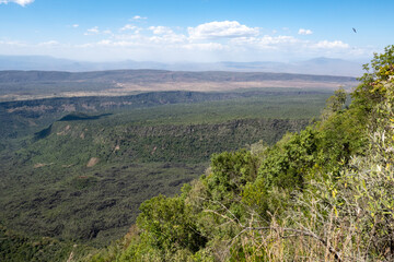 Fototapeta na wymiar Scenic view of the volcanic crater on Mount Suswa in rural Kenya