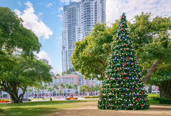 Street christmas tree in Miami, USA