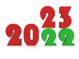 New Year 2023  ,3d rendering on white background