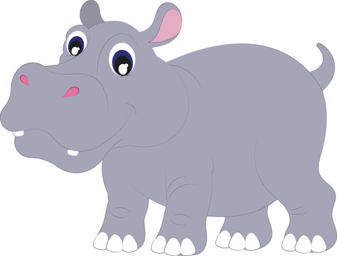 Cartoon Hippopotamus isolated on white background