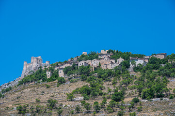 Fototapeta premium Panorama of the medieval village and the castle of Rocca Calascio