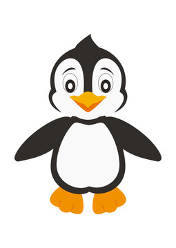 Cartoon Penguin. Smiling Penguin isolated on white background