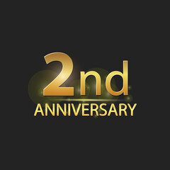 Gold 2nd year anniversary celebration elegant logo