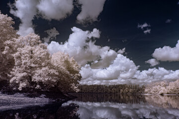 infrared photography - ir photo of landscape under sky with clouds - the art of our world in the...