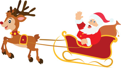 Cartoon Santa Claus with reindeer © MihaiGr
