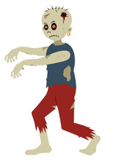 Cartoon scary zombie illustration isolated on a white background