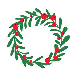 Naklejka premium Christmas wreath leafs illustration