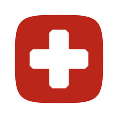 Obraz premium Chamfered Corner Swiss Cross Red Squircle