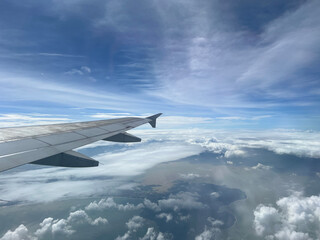 Airplane over the sky