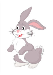 Cartoon Vector Rabbit Isolated on White Background