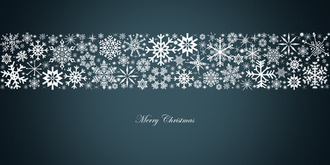 Christmas time. Dark blue and white snowflake and star seamless border
