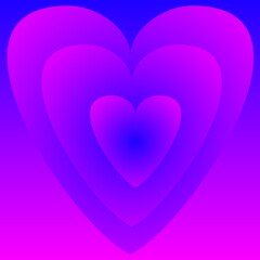 Gradient blue and purple heart illustration for wallpaper or background