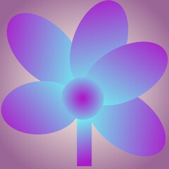 Gradient purple and blue neon flower on the gradient soft color background